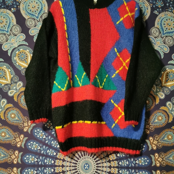 Fabulous Funky Fun colorful 80s Mohair Sweater - Picture 8 of 9